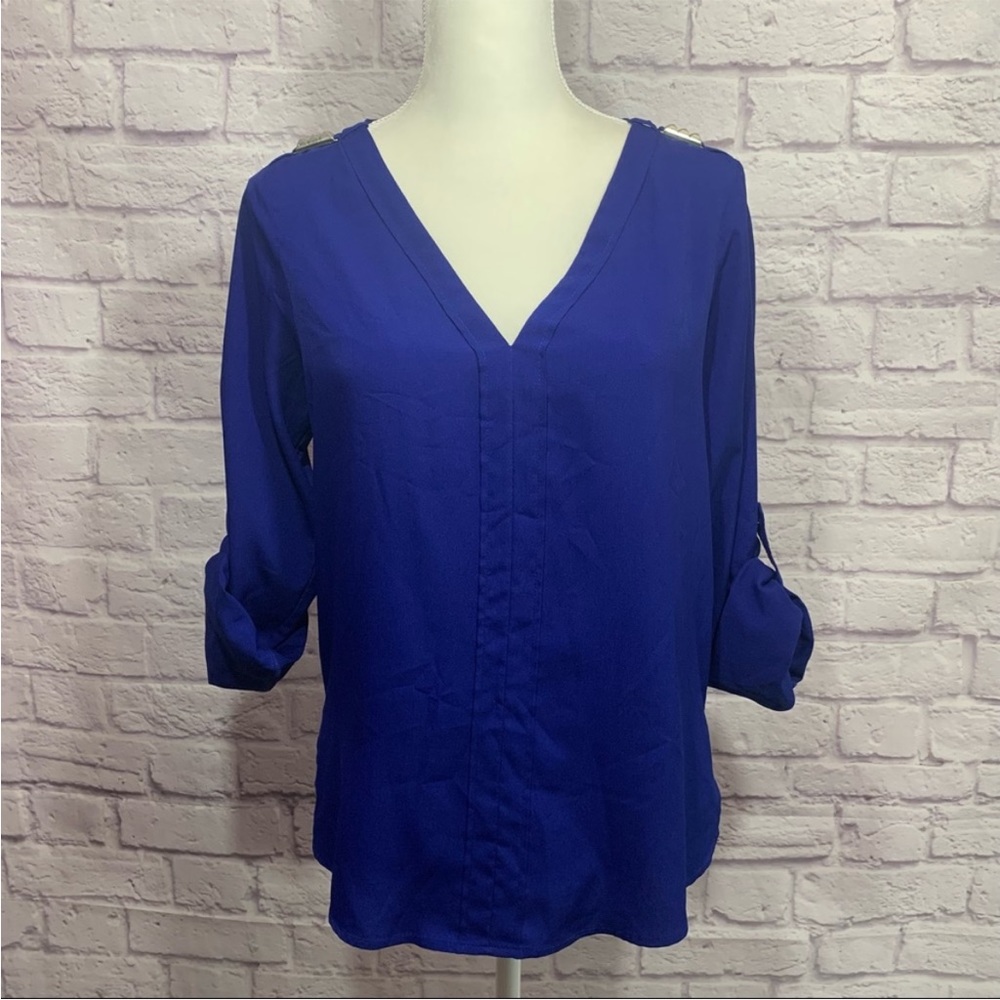 Zara Basic womens top blue blouse size Small